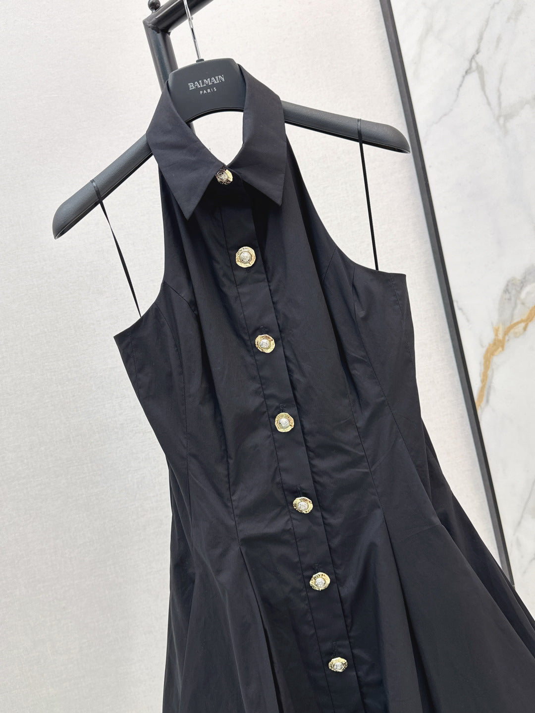 Balm* 25ss A-line backless poplin dress