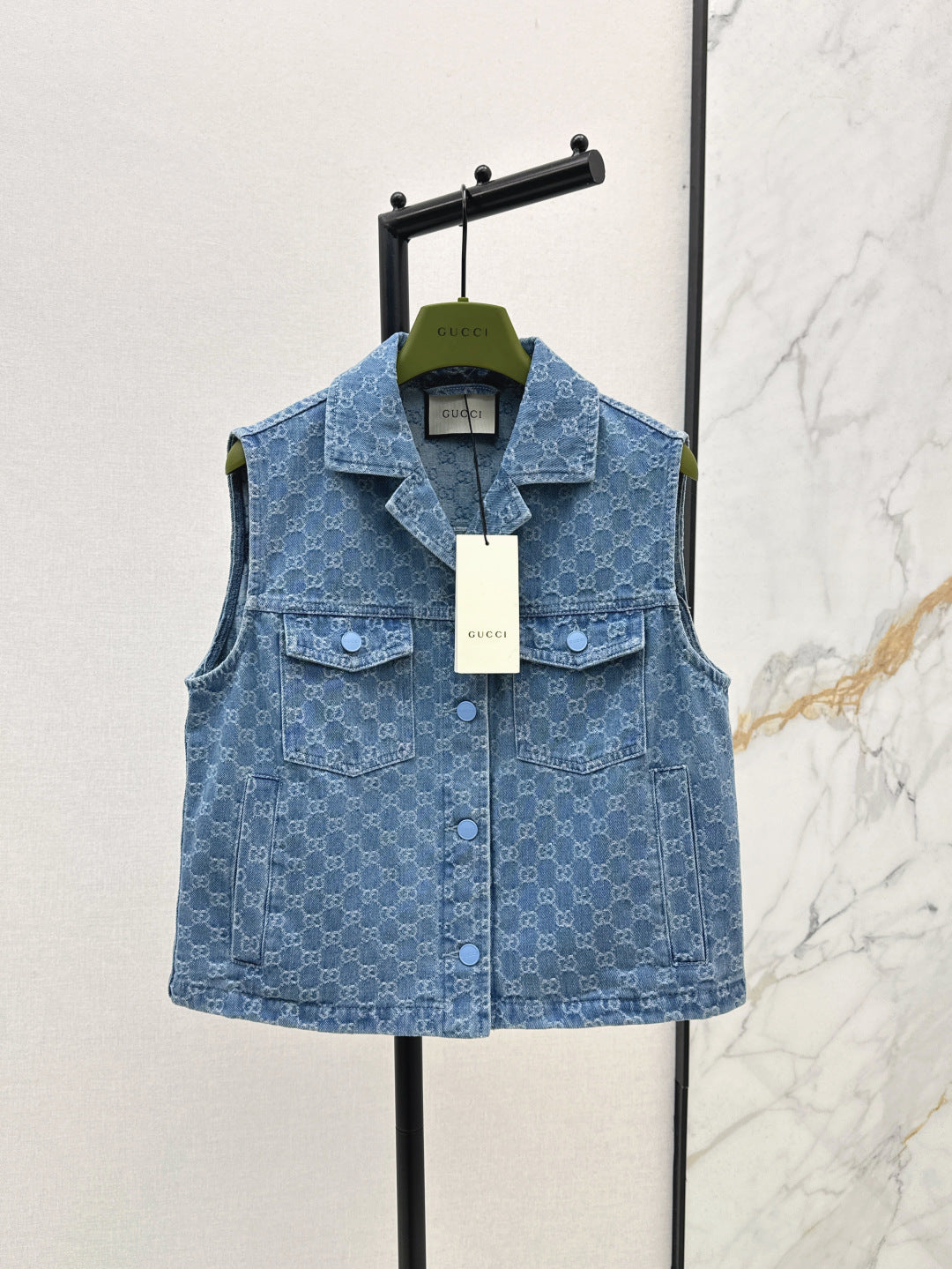 Gu* 25ss GG jacquard denim vest