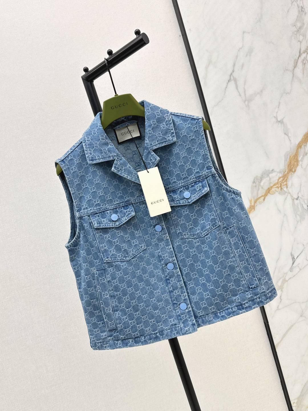 Gu* 25ss GG jacquard denim vest