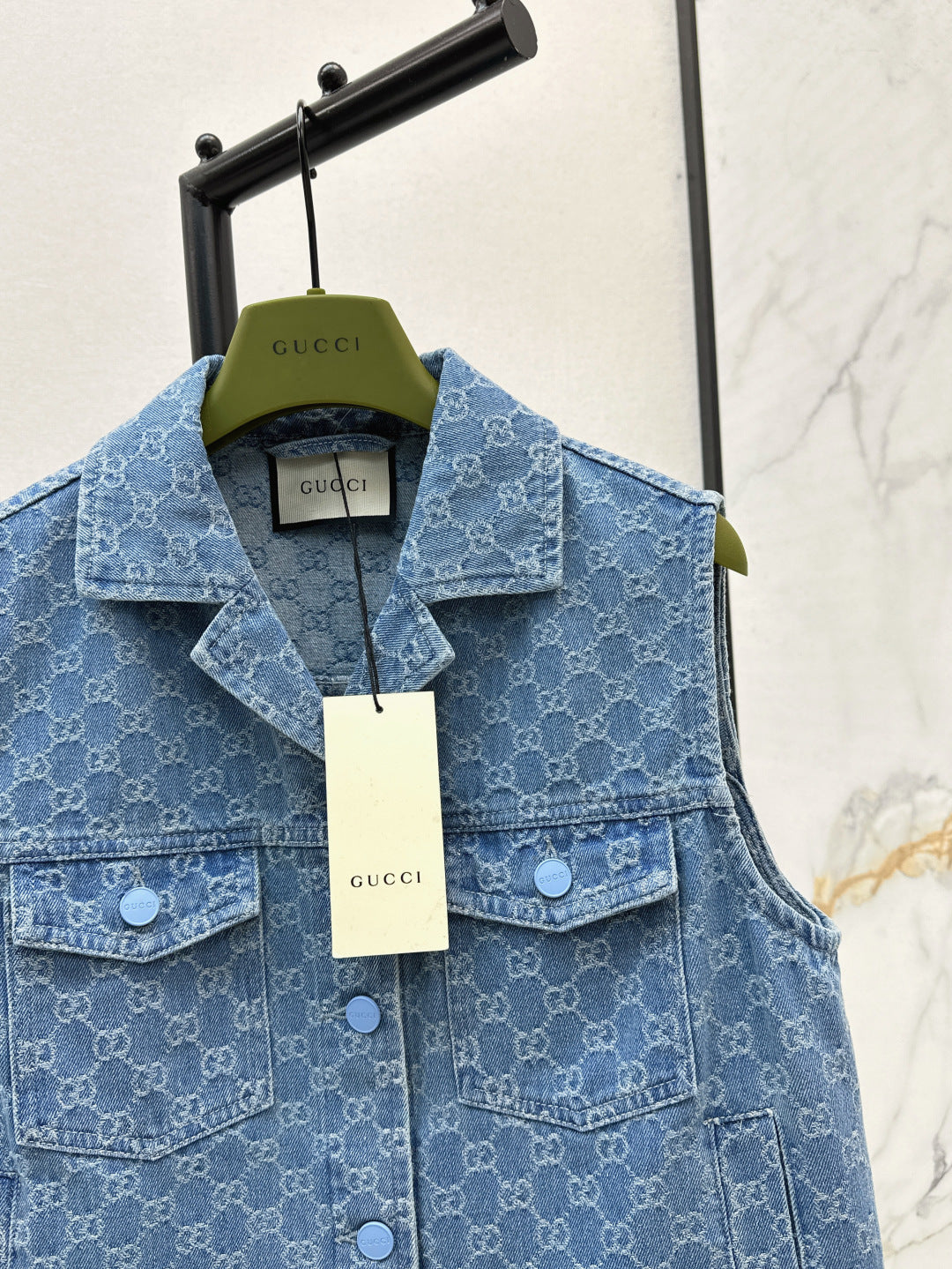 Gu* 25ss GG jacquard denim vest