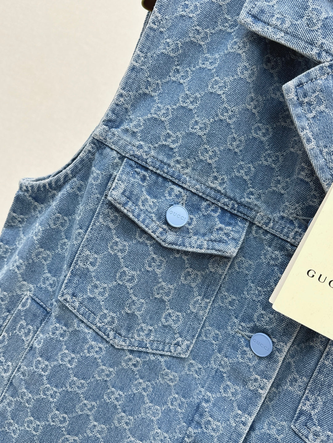 Gu* 25ss GG jacquard denim vest