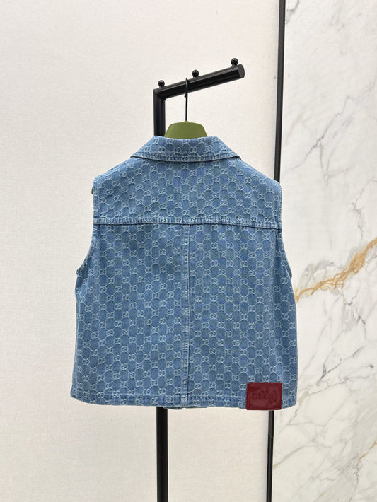 Gu* 25ss GG jacquard denim vest