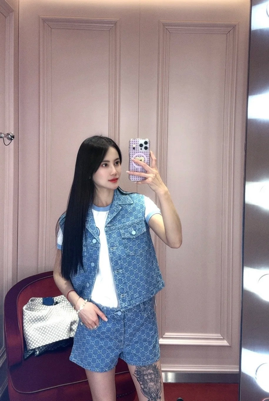 Gu* 25ss GG jacquard denim vest