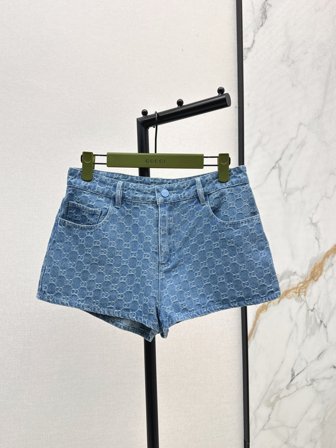 Gu* 25ss GG jacquard denim shorts
