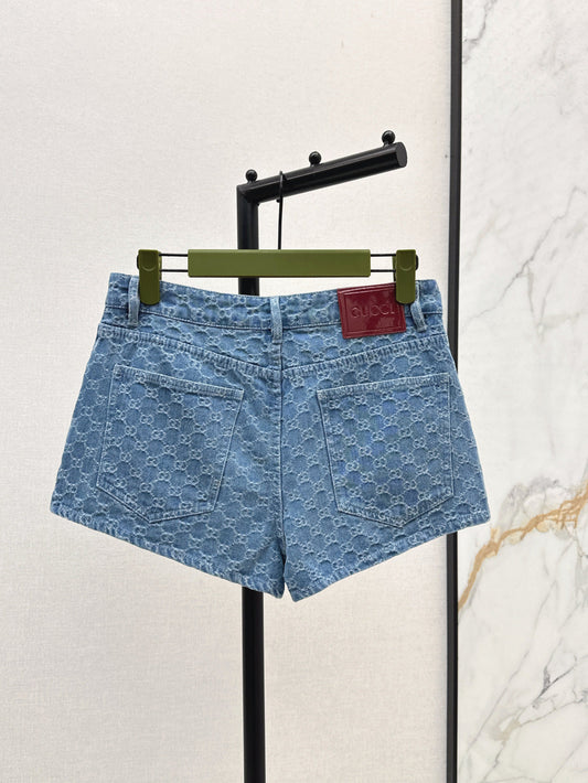 Gu* 25ss GG jacquard denim shorts