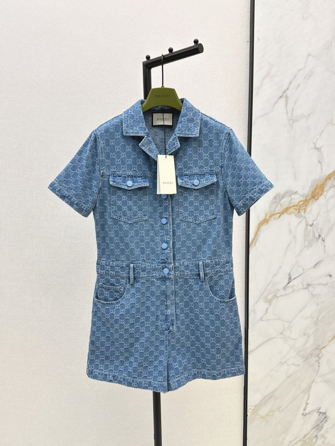 Gu* 25ss GG jacquard denim jumpsuit