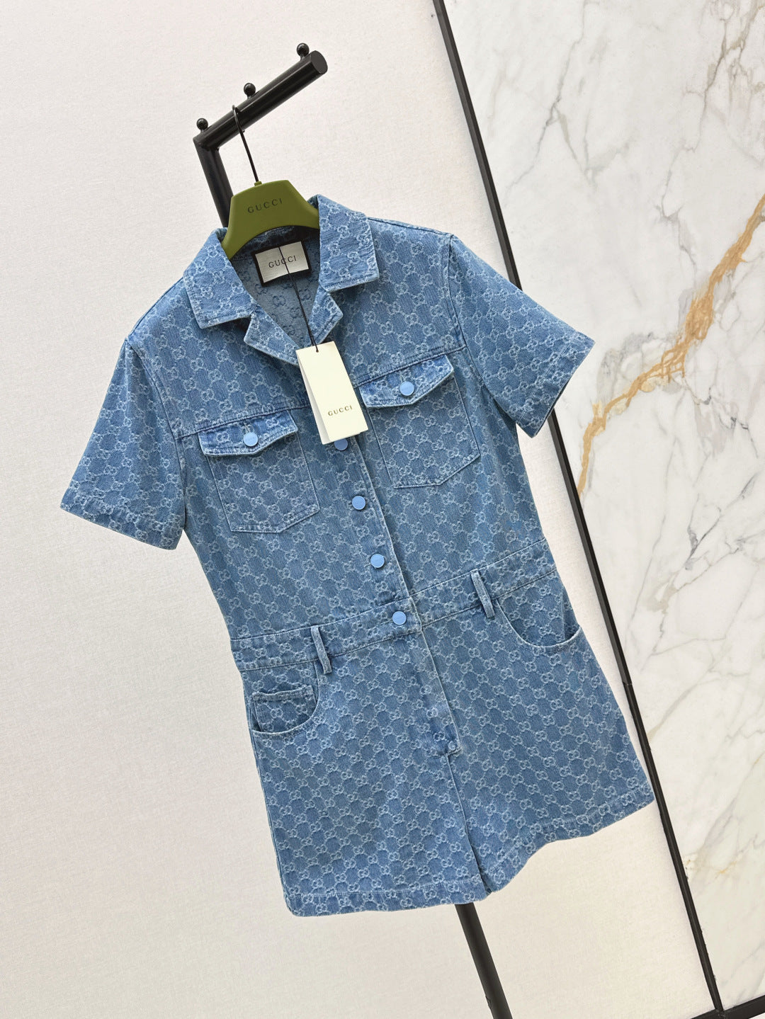 Gu* 25ss GG jacquard denim jumpsuit