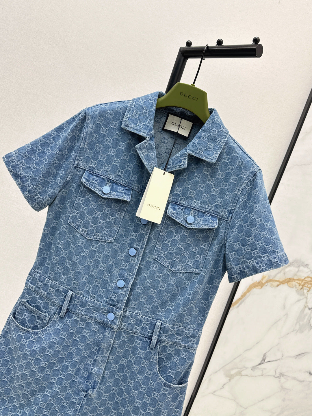 Gu* 25ss GG jacquard denim jumpsuit