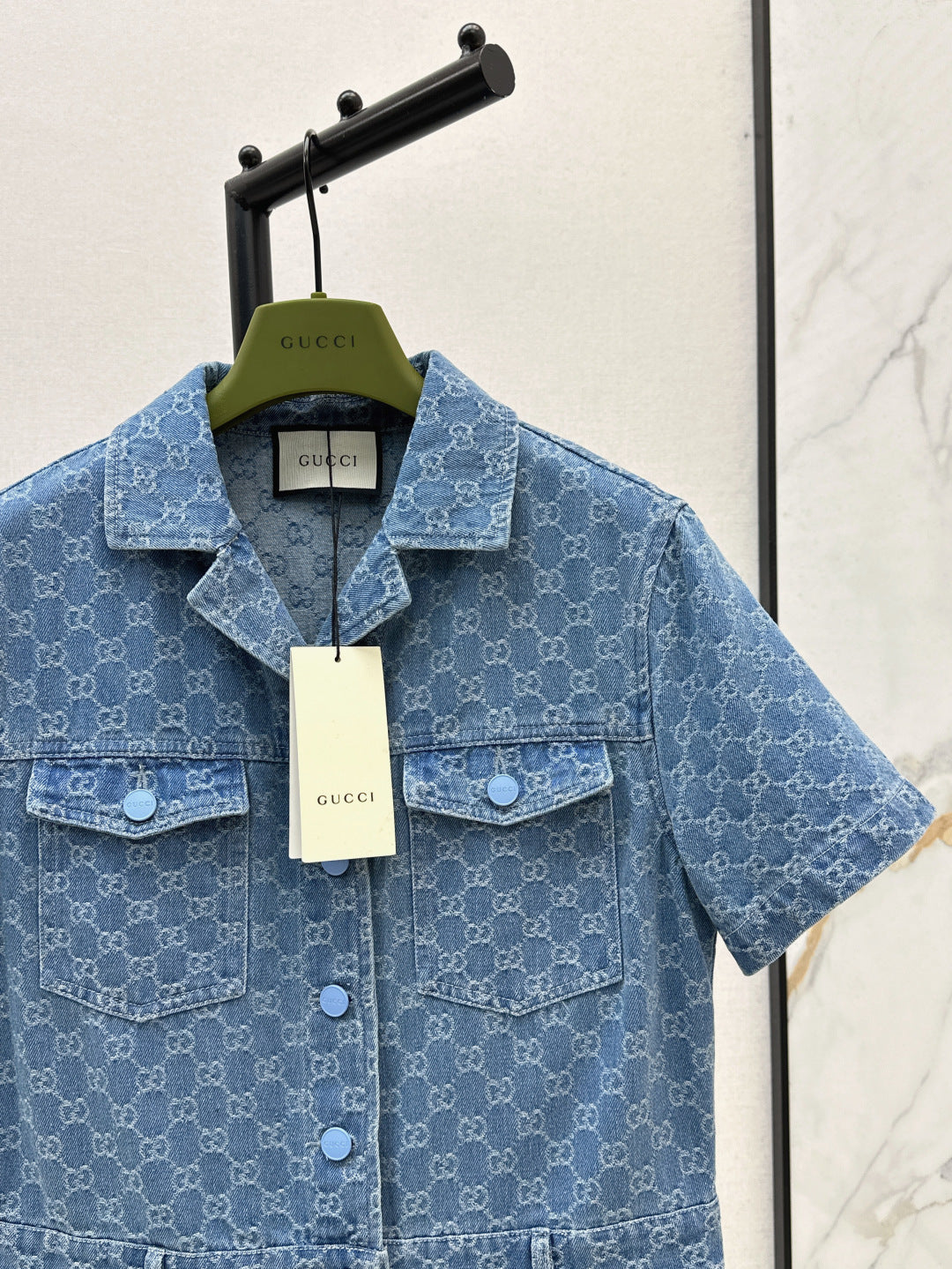 Gu* 25ss GG jacquard denim jumpsuit