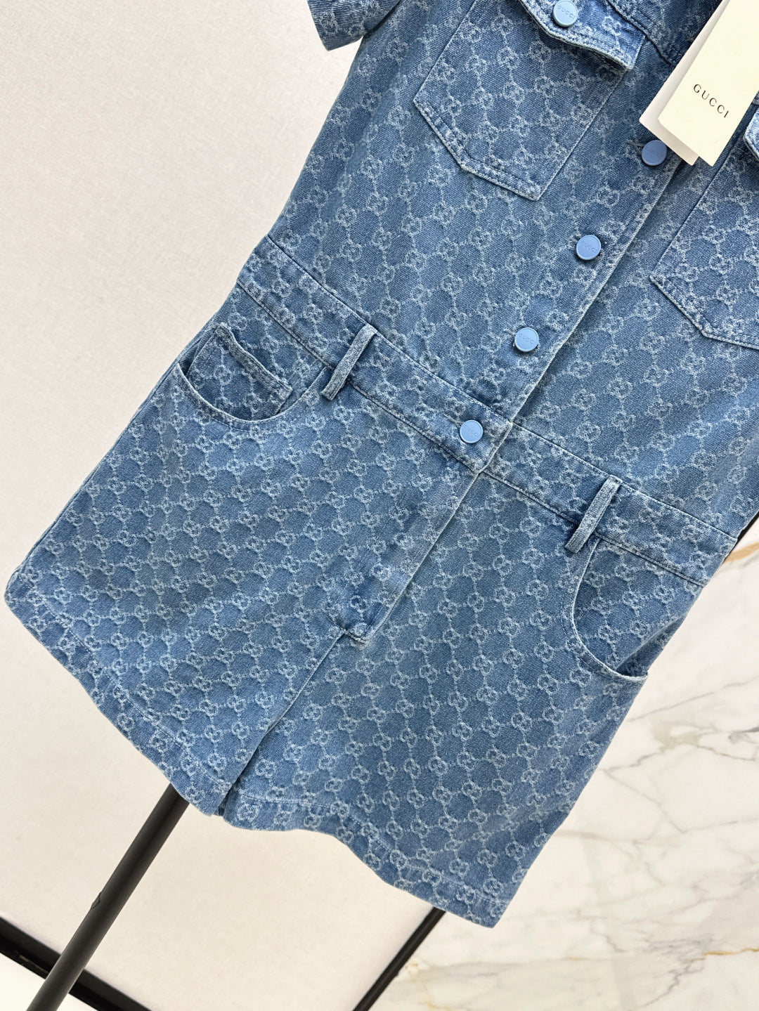 Gu* 25ss GG jacquard denim jumpsuit