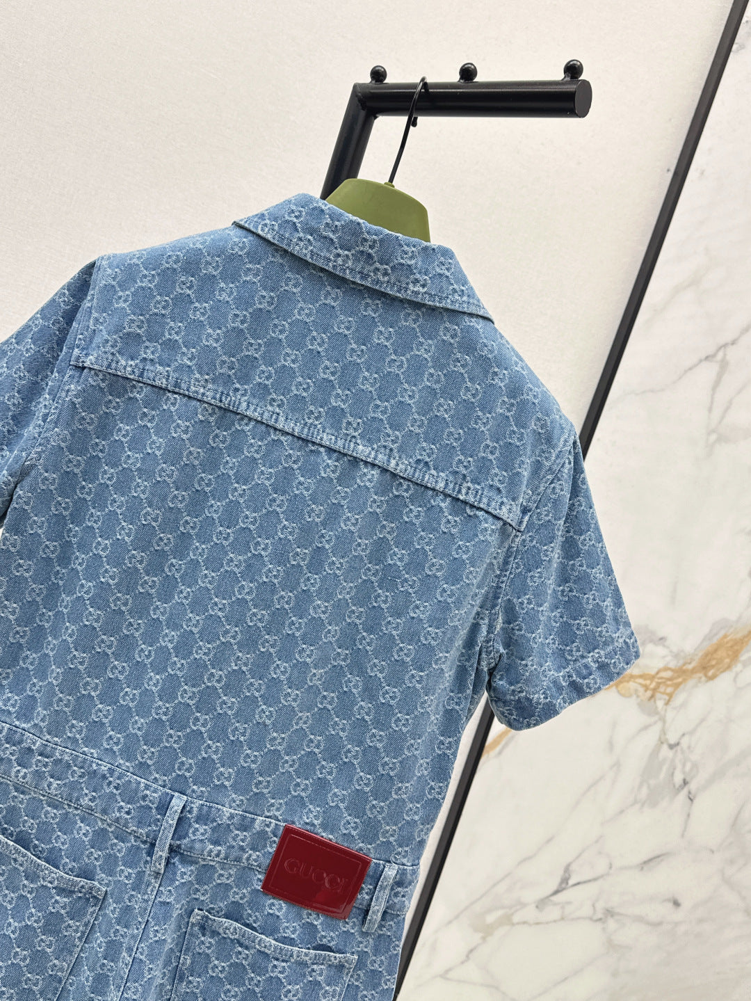 Gu* 25ss GG jacquard denim jumpsuit