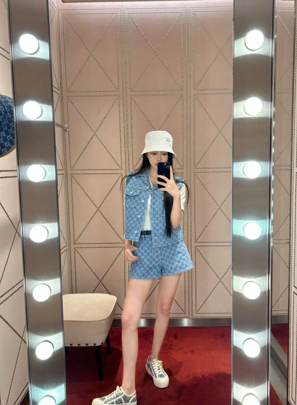 Gu* 25ss GG jacquard denim vest