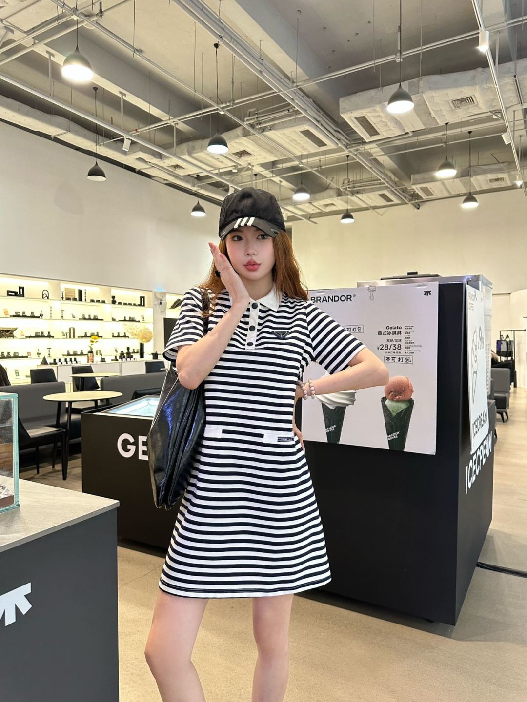 Pra* 25ss striped polo dress