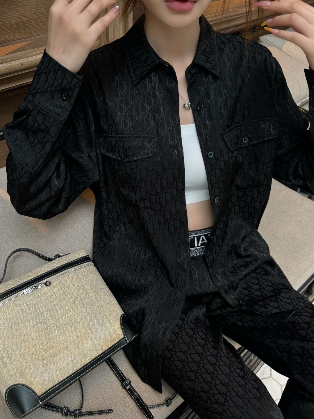 D*r 25ss oblique jacquard shirt