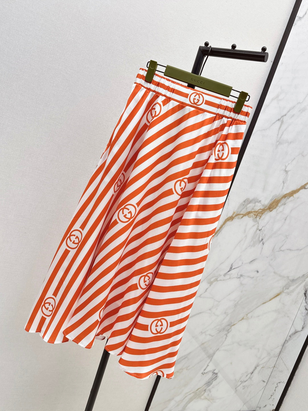 Gu* 25ss printed elastic waist skirt