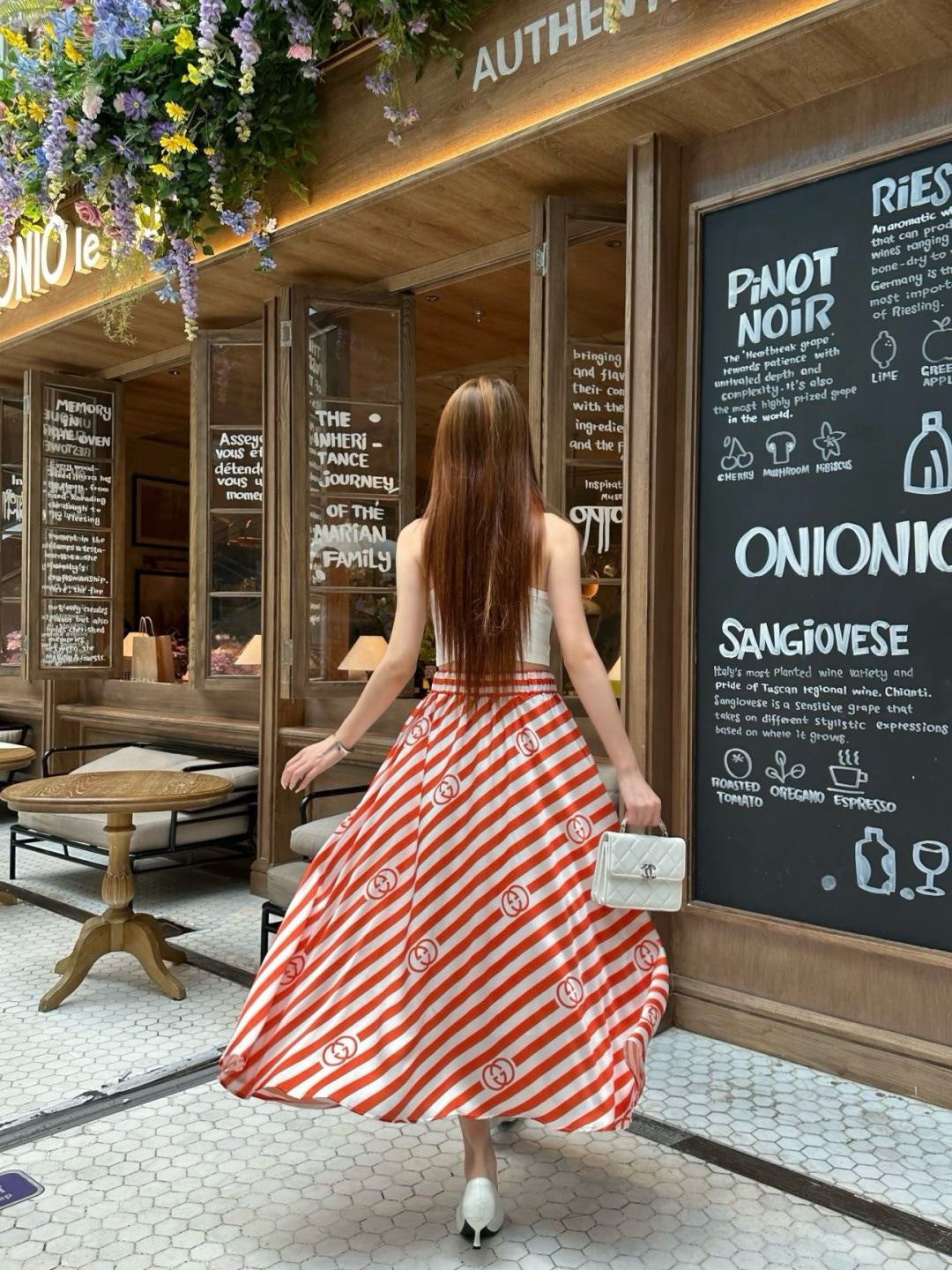 Gu* 25ss printed elastic waist skirt