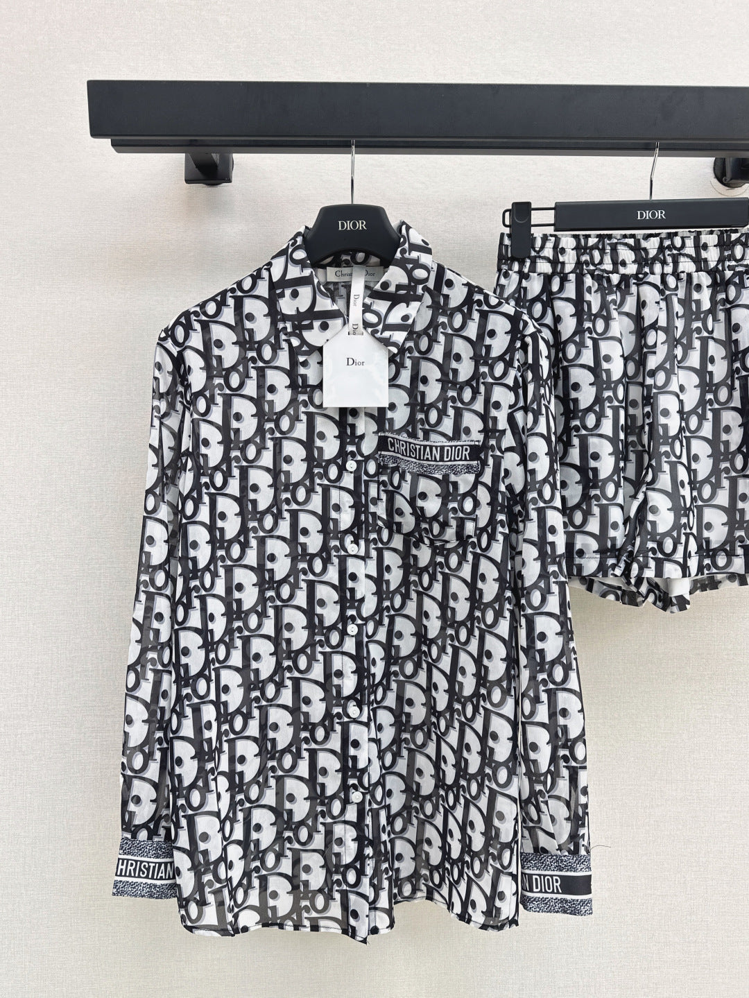 D*r 25ss oblique printed shirt and shorts set