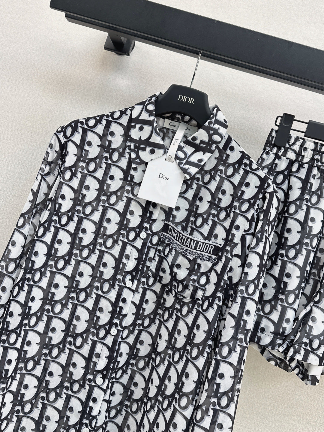 D*r 25ss oblique printed shirt and shorts set