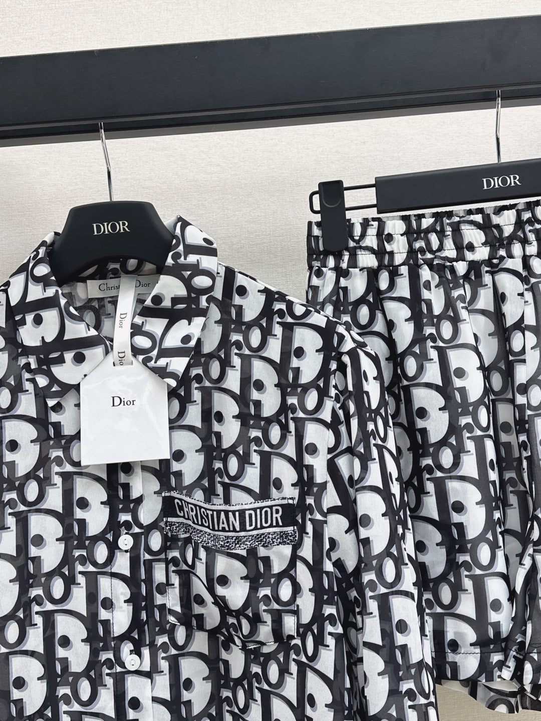 D*r 25ss oblique printed shirt and shorts set