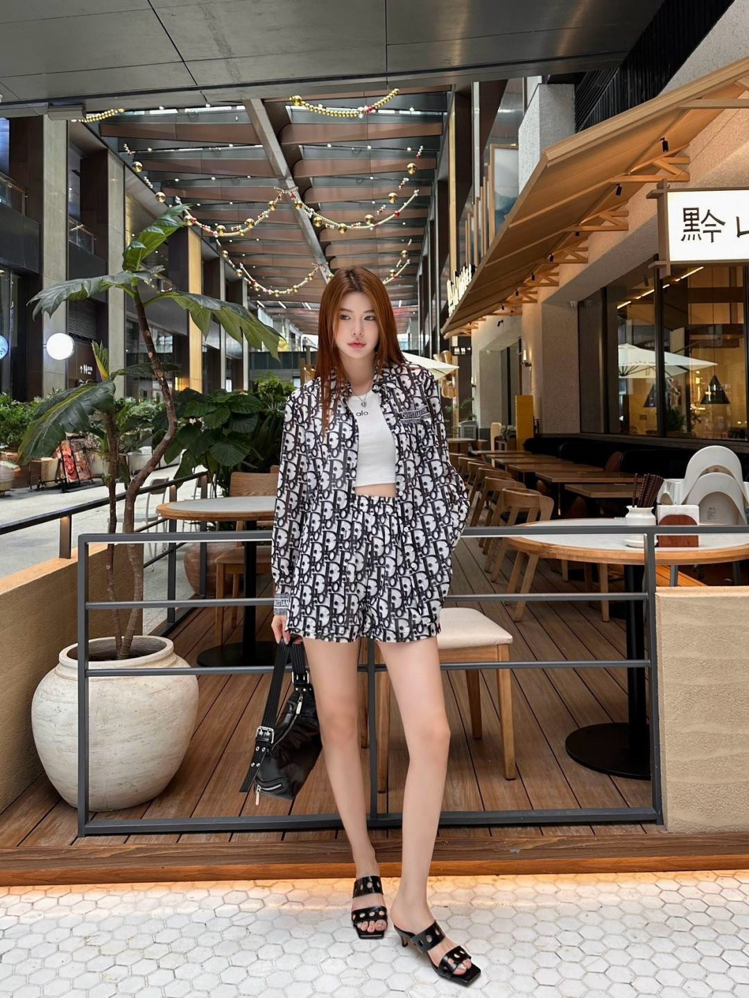 D*r 25ss oblique printed shirt and shorts set