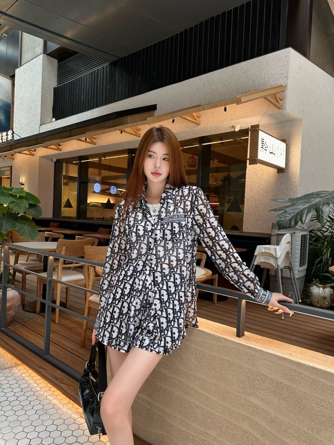D*r 25ss oblique printed shirt and shorts set