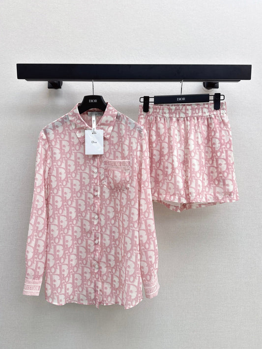 D*r 25ss oblique printed shirt and shorts set