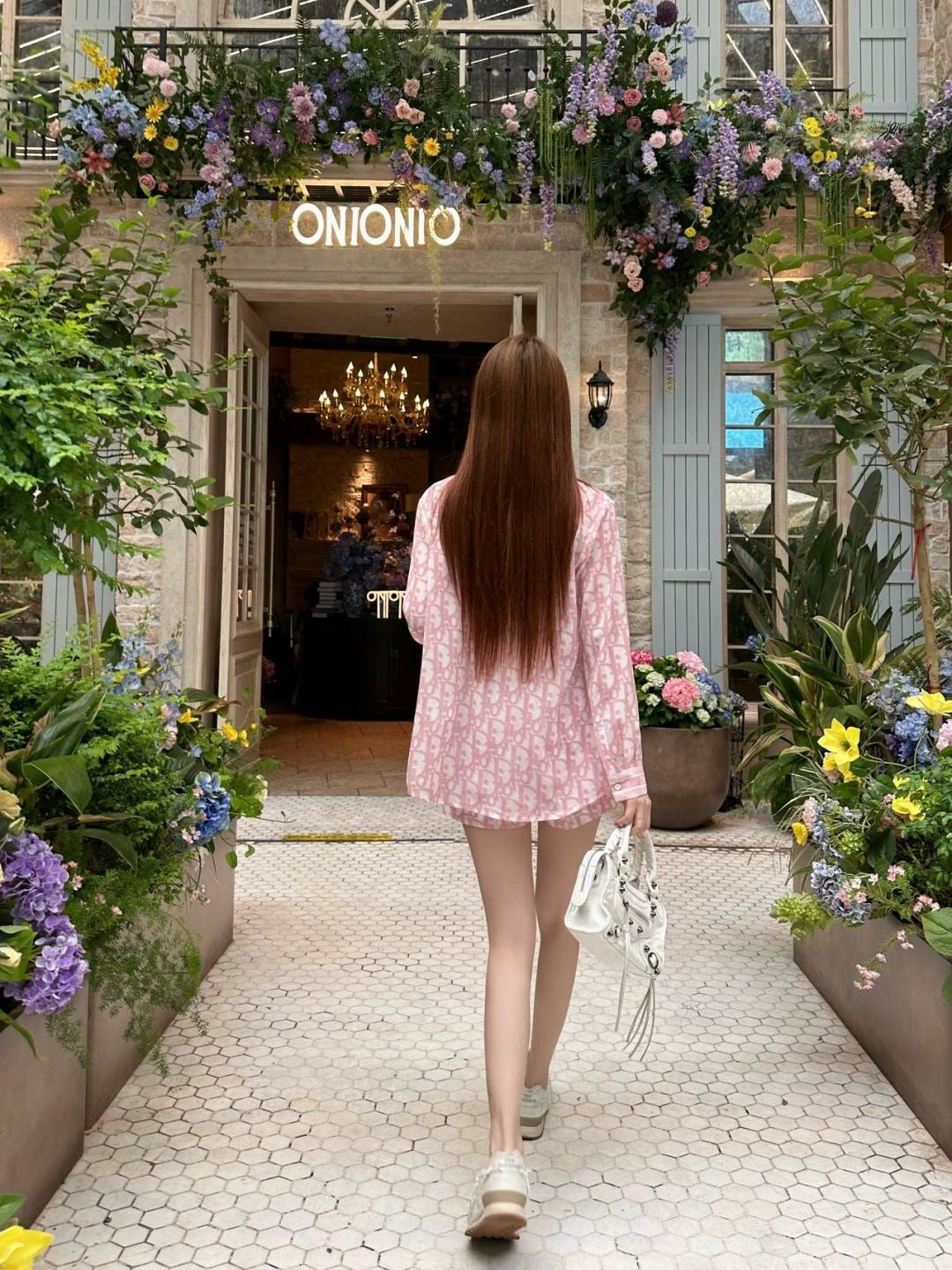 D*r 25ss oblique printed shirt and shorts set