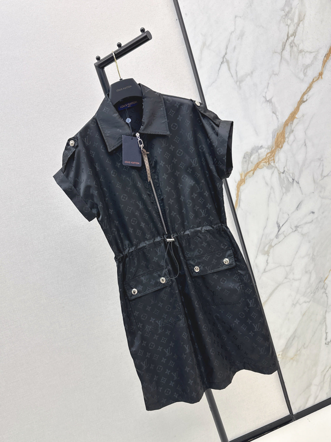 Loui* 25ss monogram drawstring dress