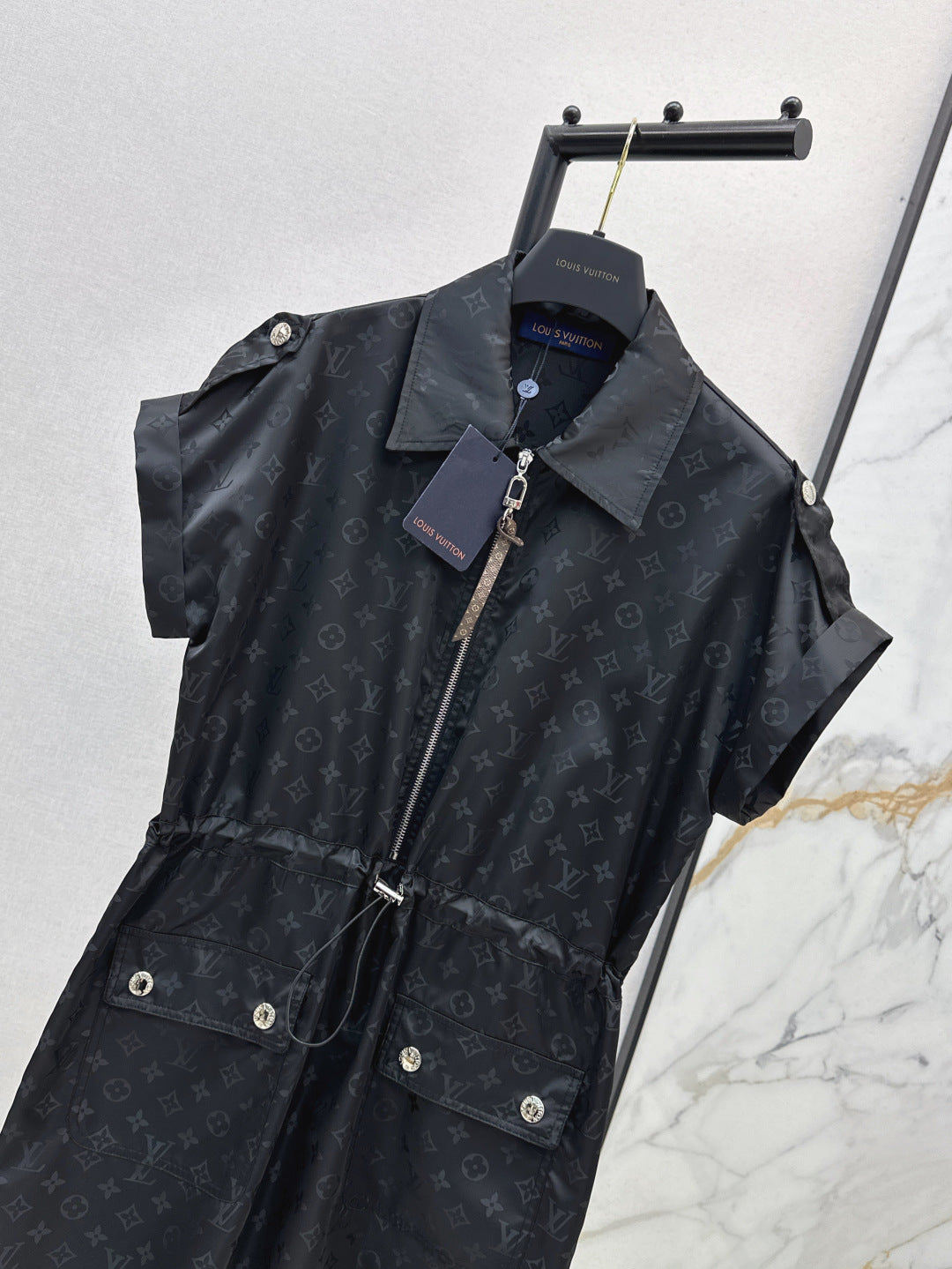 Loui* 25ss monogram drawstring dress