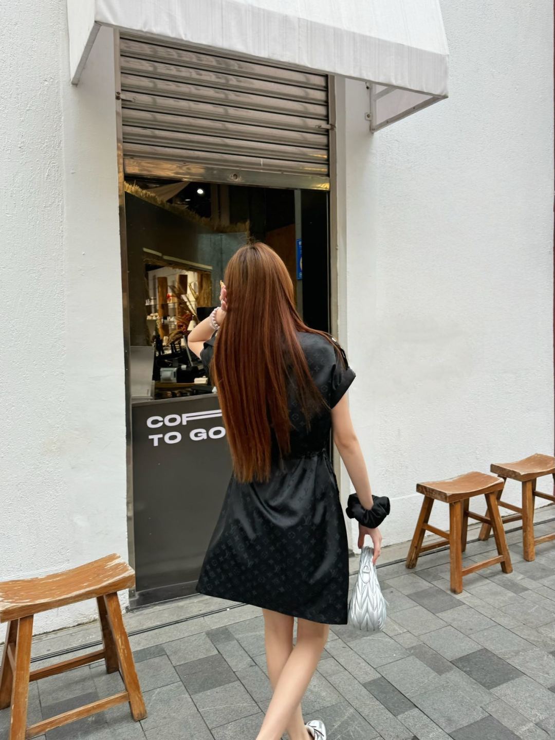 Loui* 25ss monogram drawstring dress