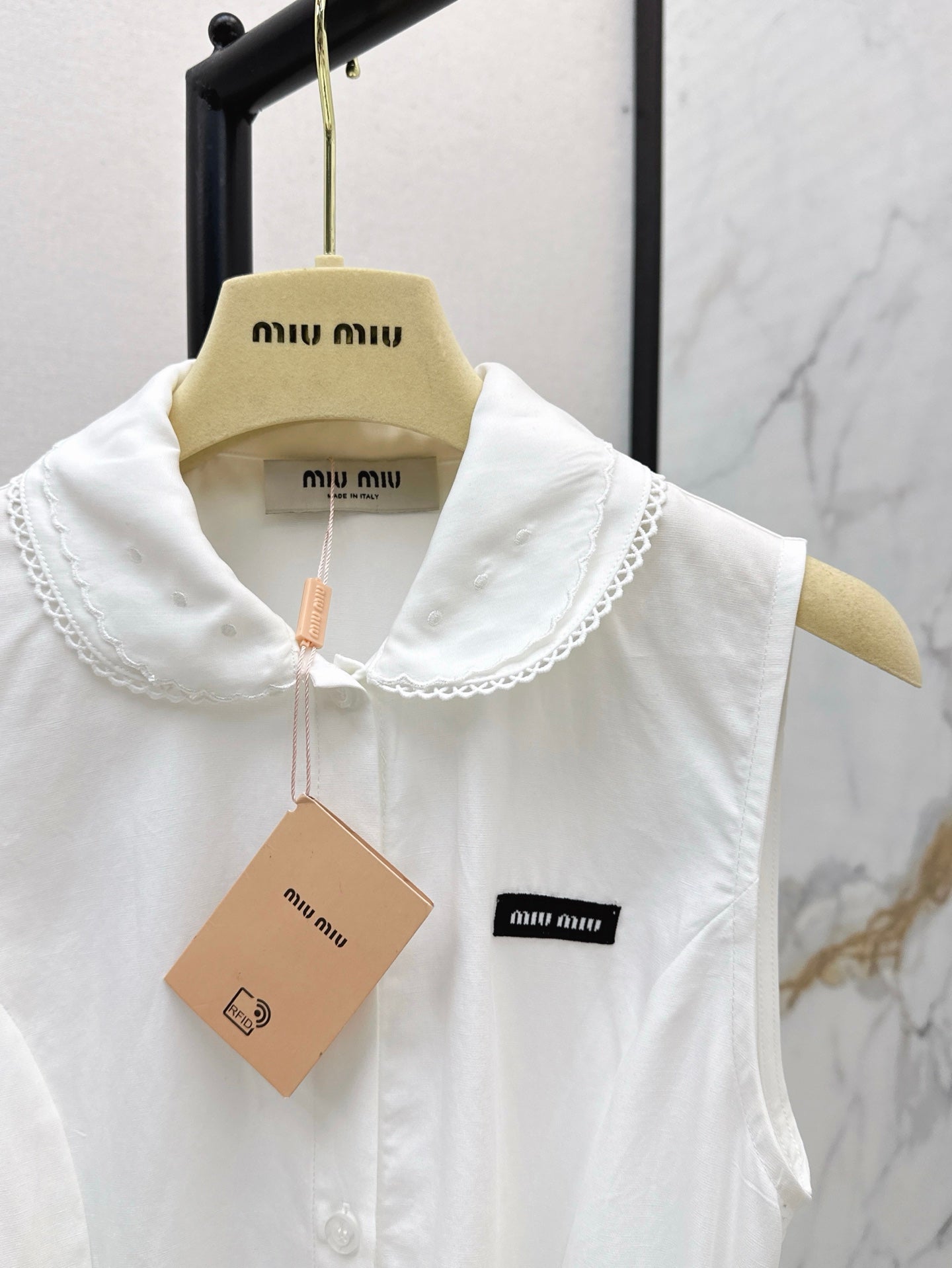 M*u 25ss embroidered poplin belted dress