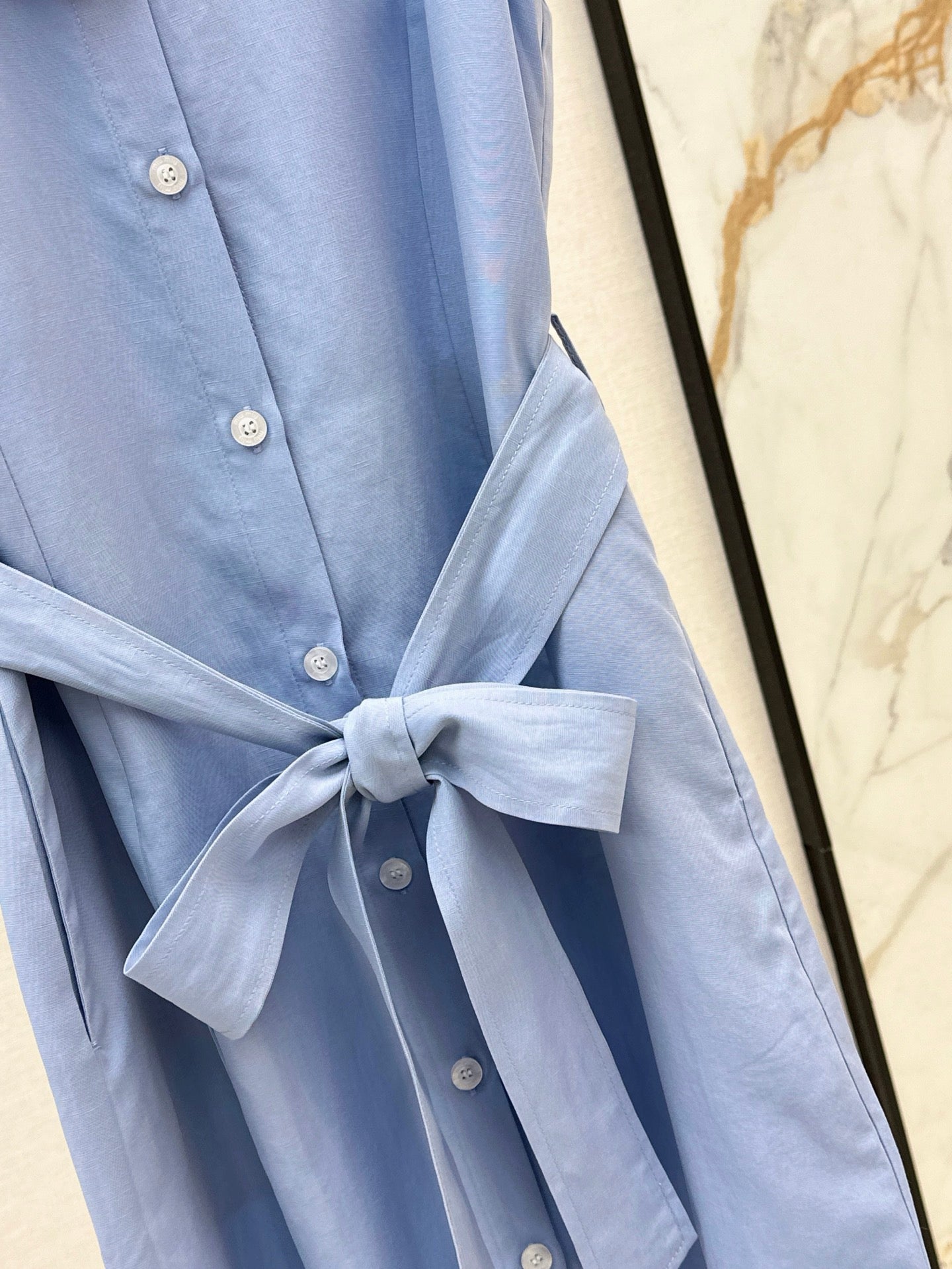 M*u 25ss embroidered poplin belted dress