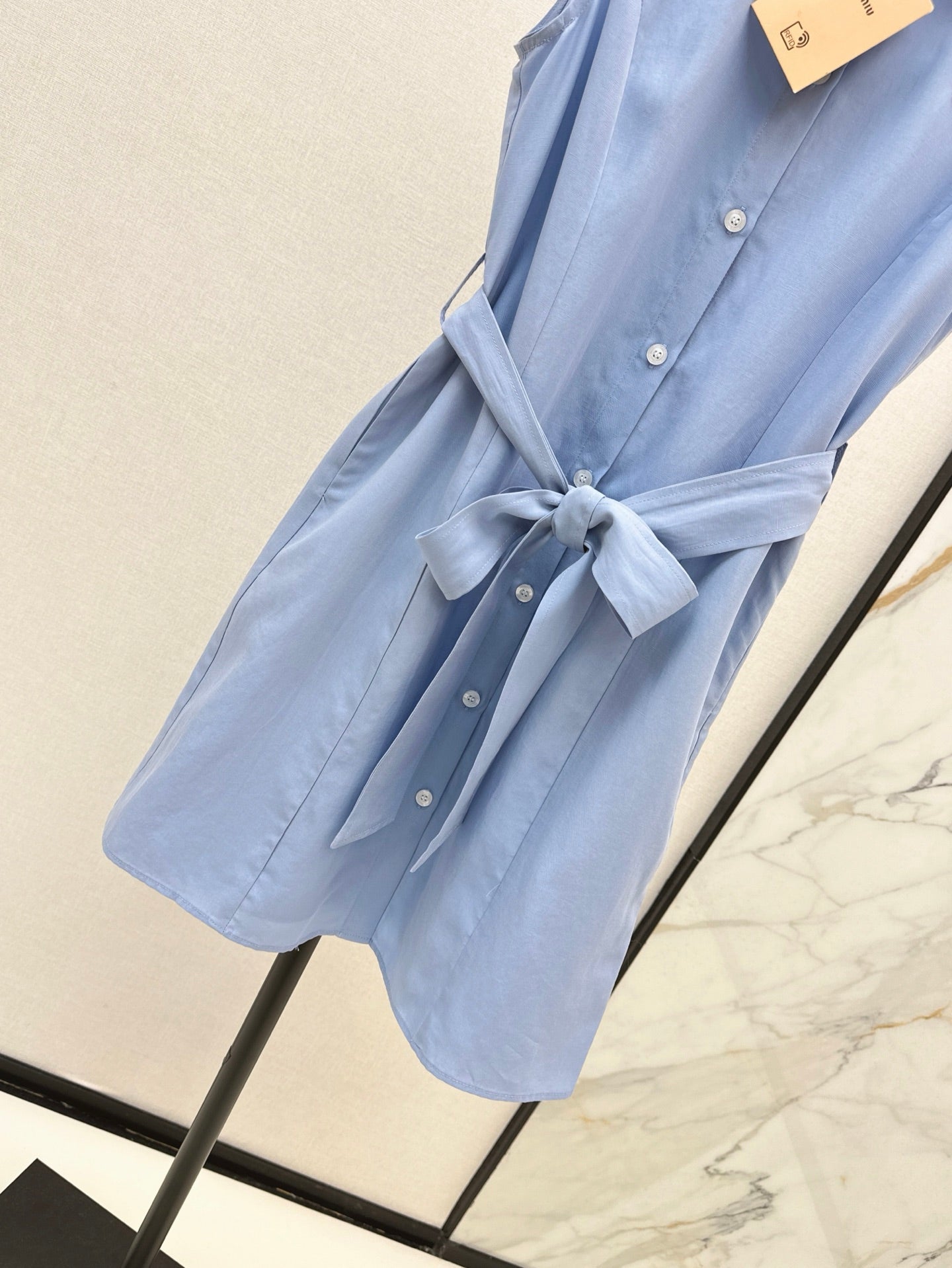 M*u 25ss embroidered poplin belted dress