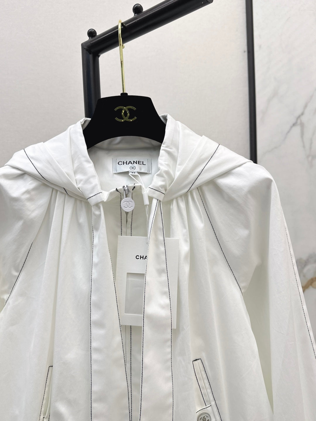 C*nel 25ss ribbon hooded jacket