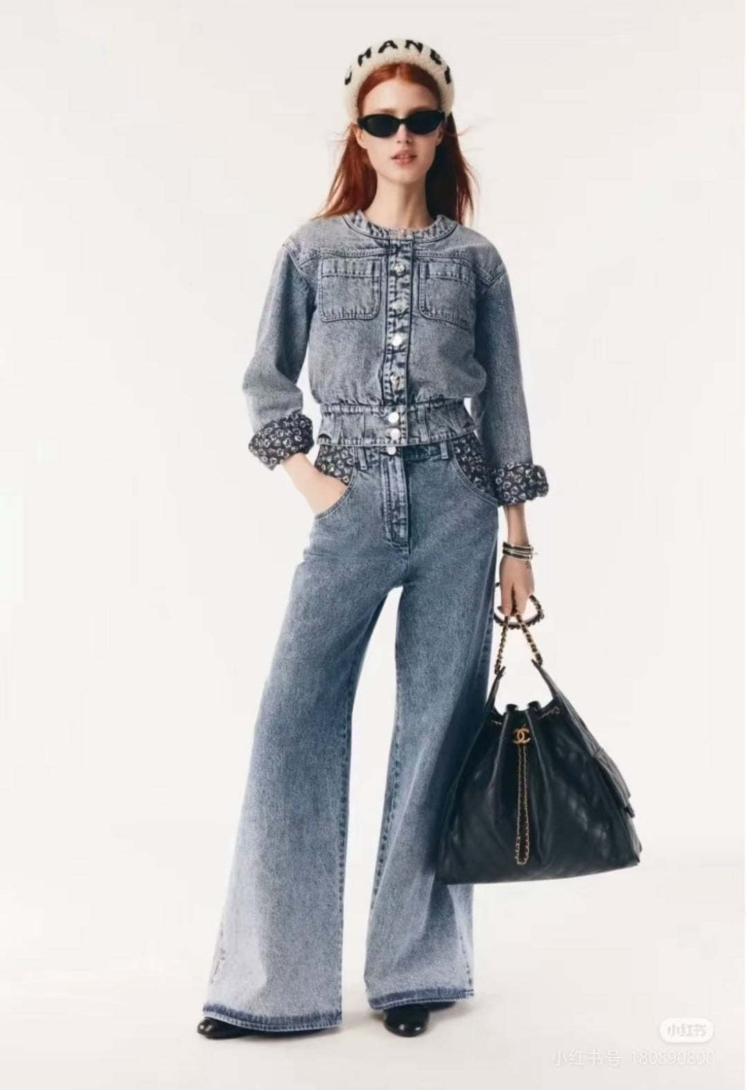 C*nel 25ss floral printed pocket flared jeans