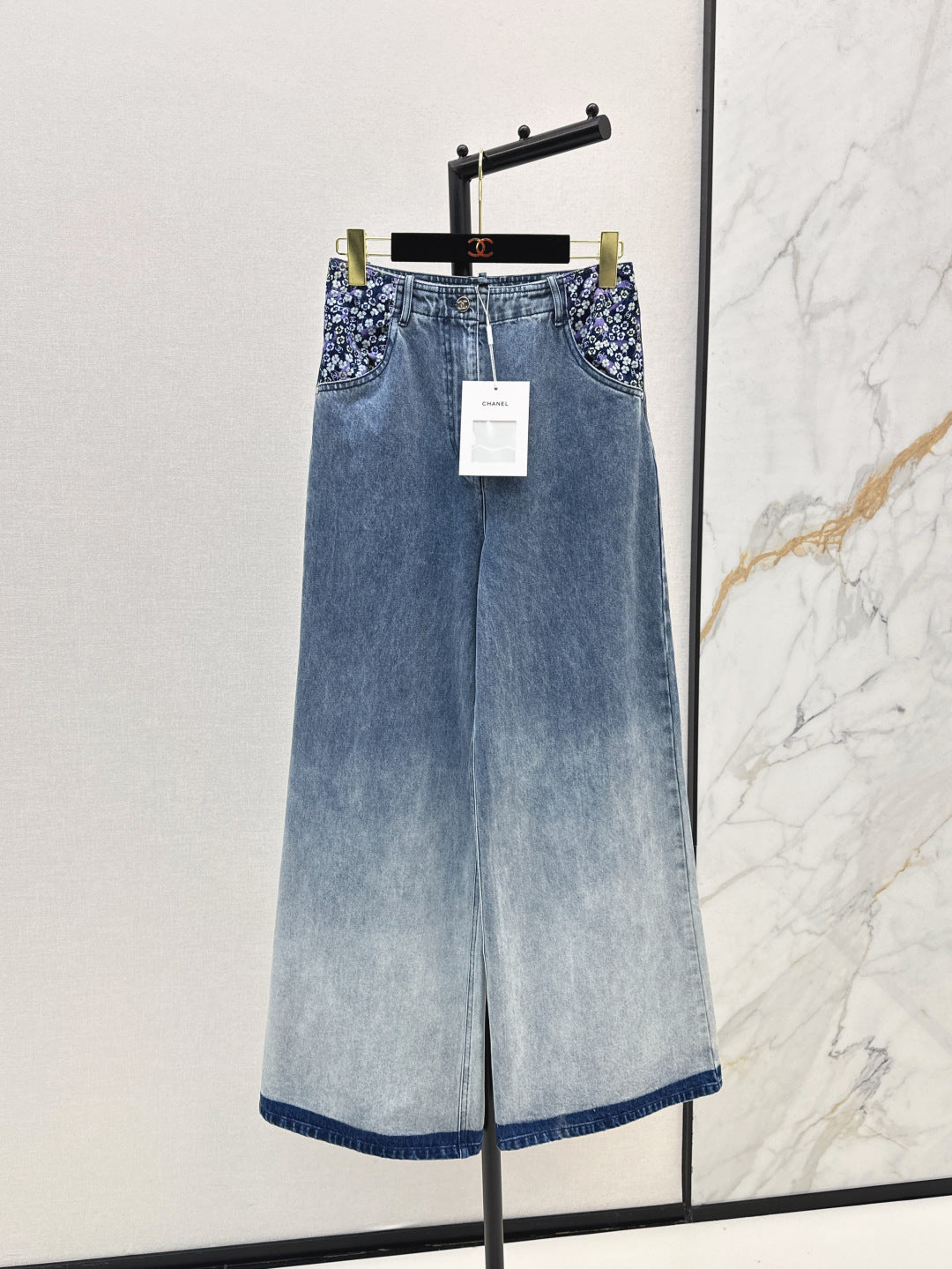 C*nel 25ss floral printed pocket flared jeans