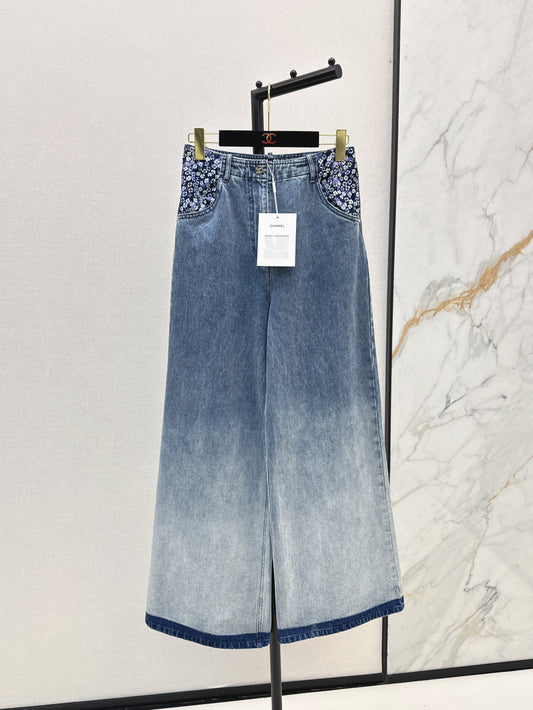 C*nel 25ss floral printed pocket flared jeans