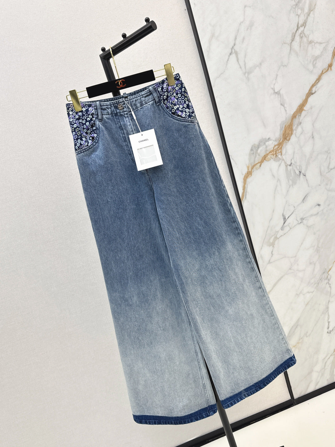 C*nel 25ss floral printed pocket flared jeans