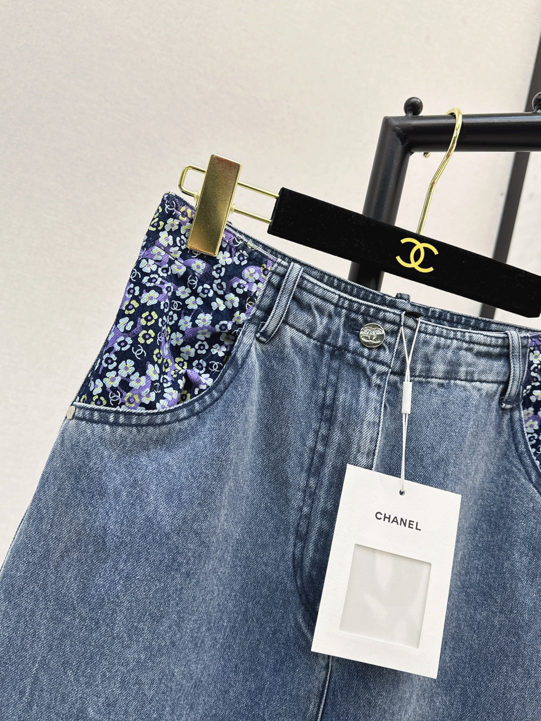 C*nel 25ss floral printed pocket flared jeans