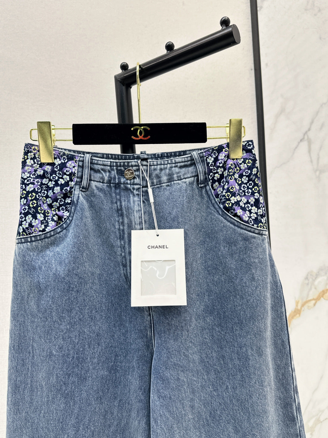 C*nel 25ss floral printed pocket flared jeans
