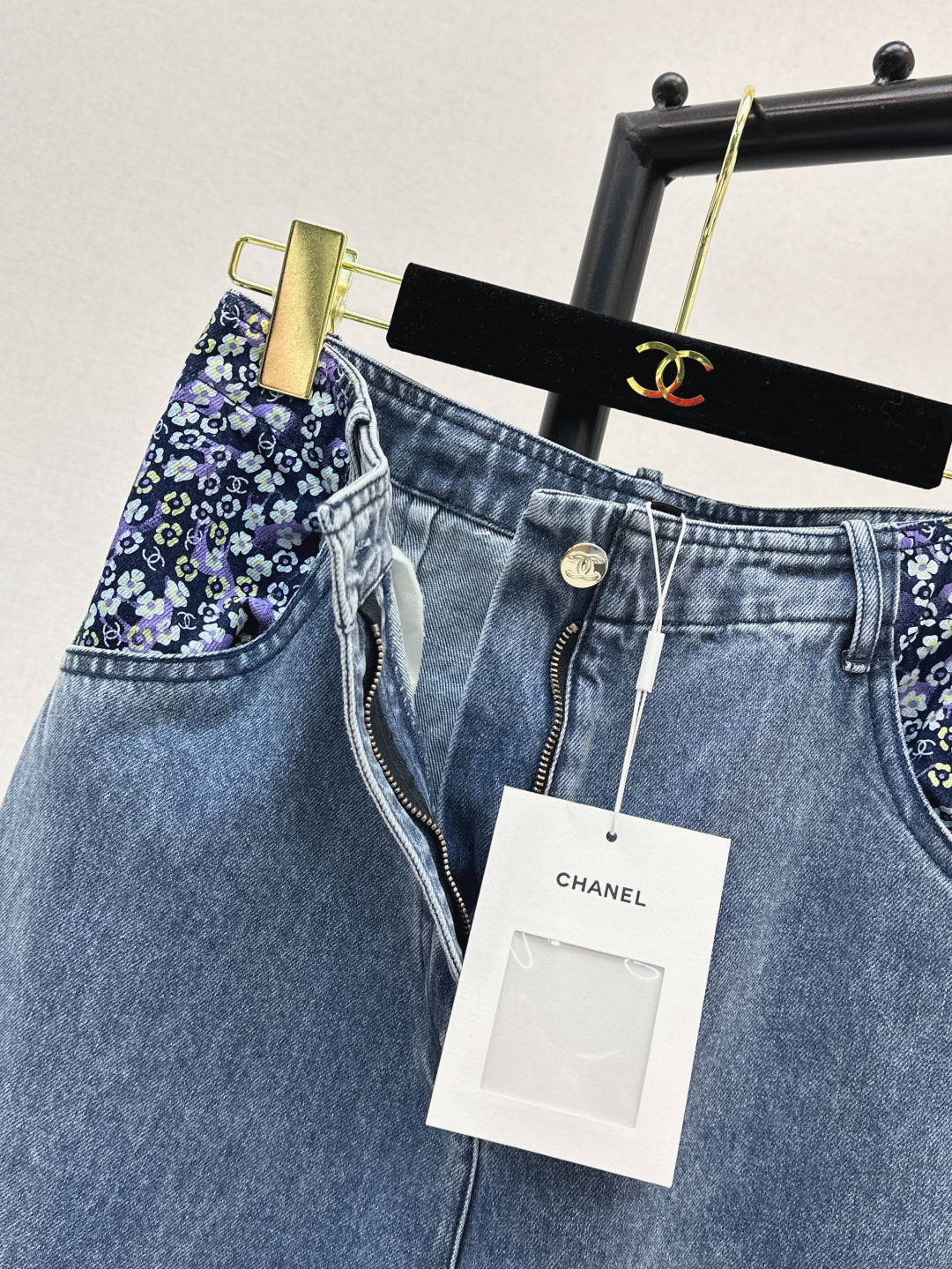 C*nel 25ss floral printed pocket flared jeans