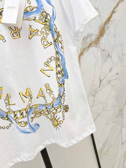 Balm* 25ss chain printed cotton t-shirt