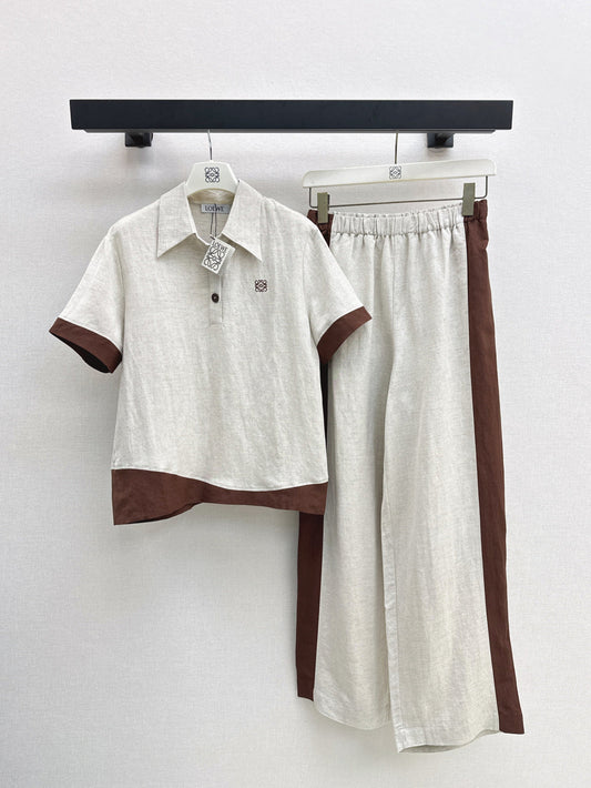 Loe* 25ss color-blocked linen suit