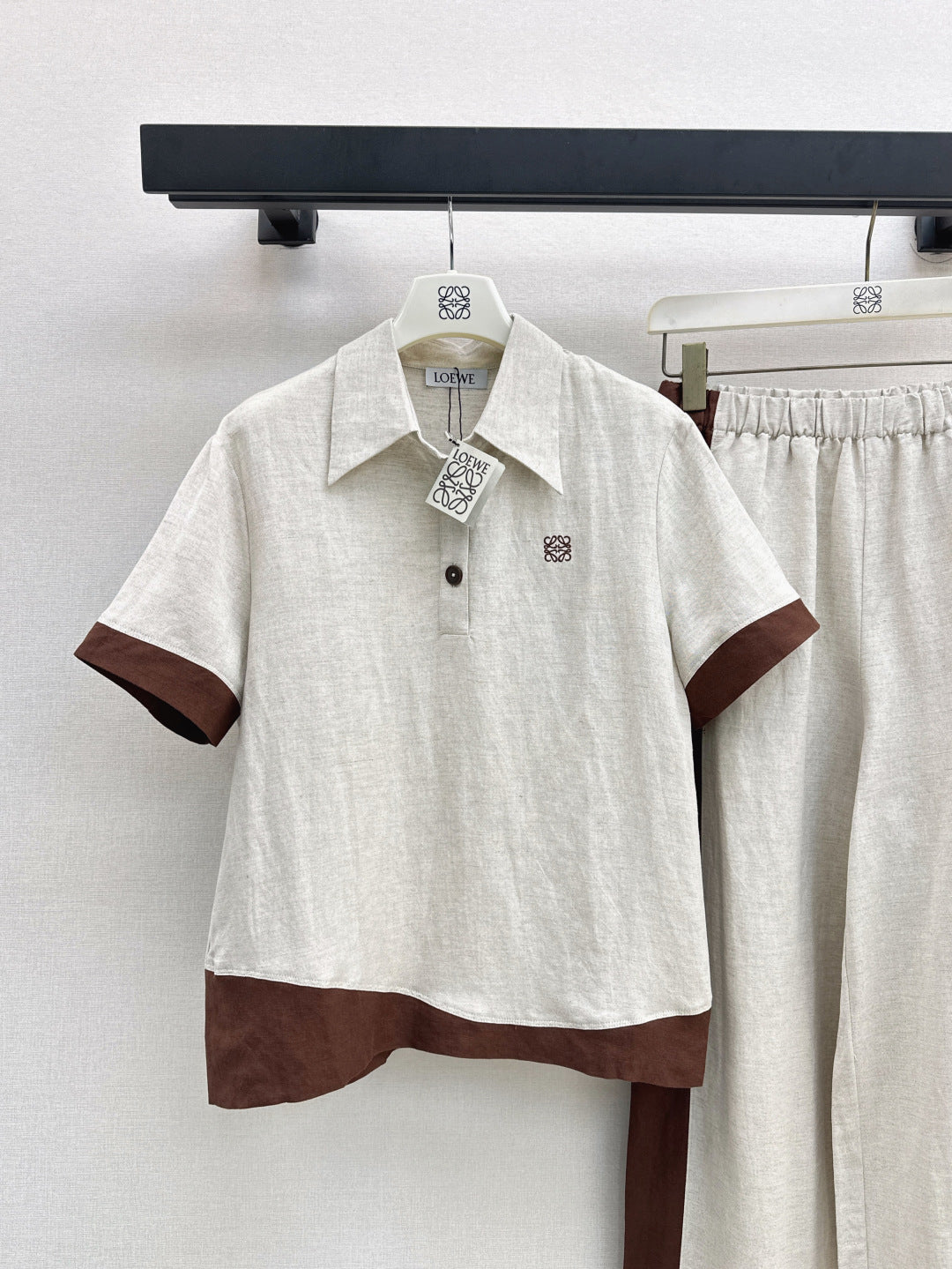 Loe* 25ss color-blocked linen suit