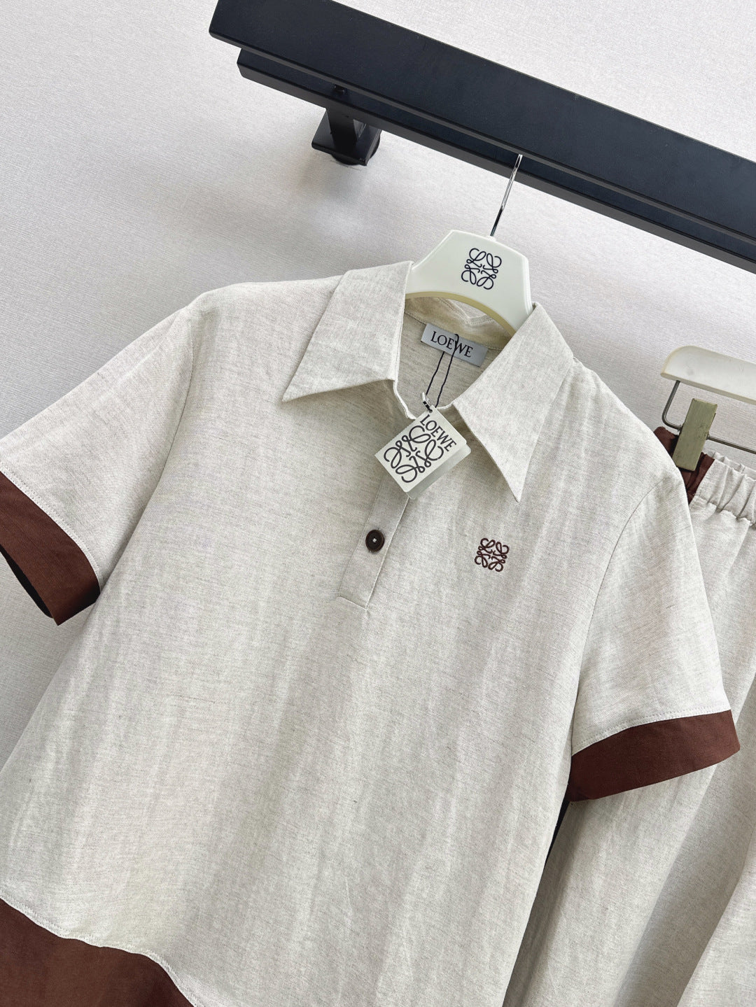 Loe* 25ss color-blocked linen suit