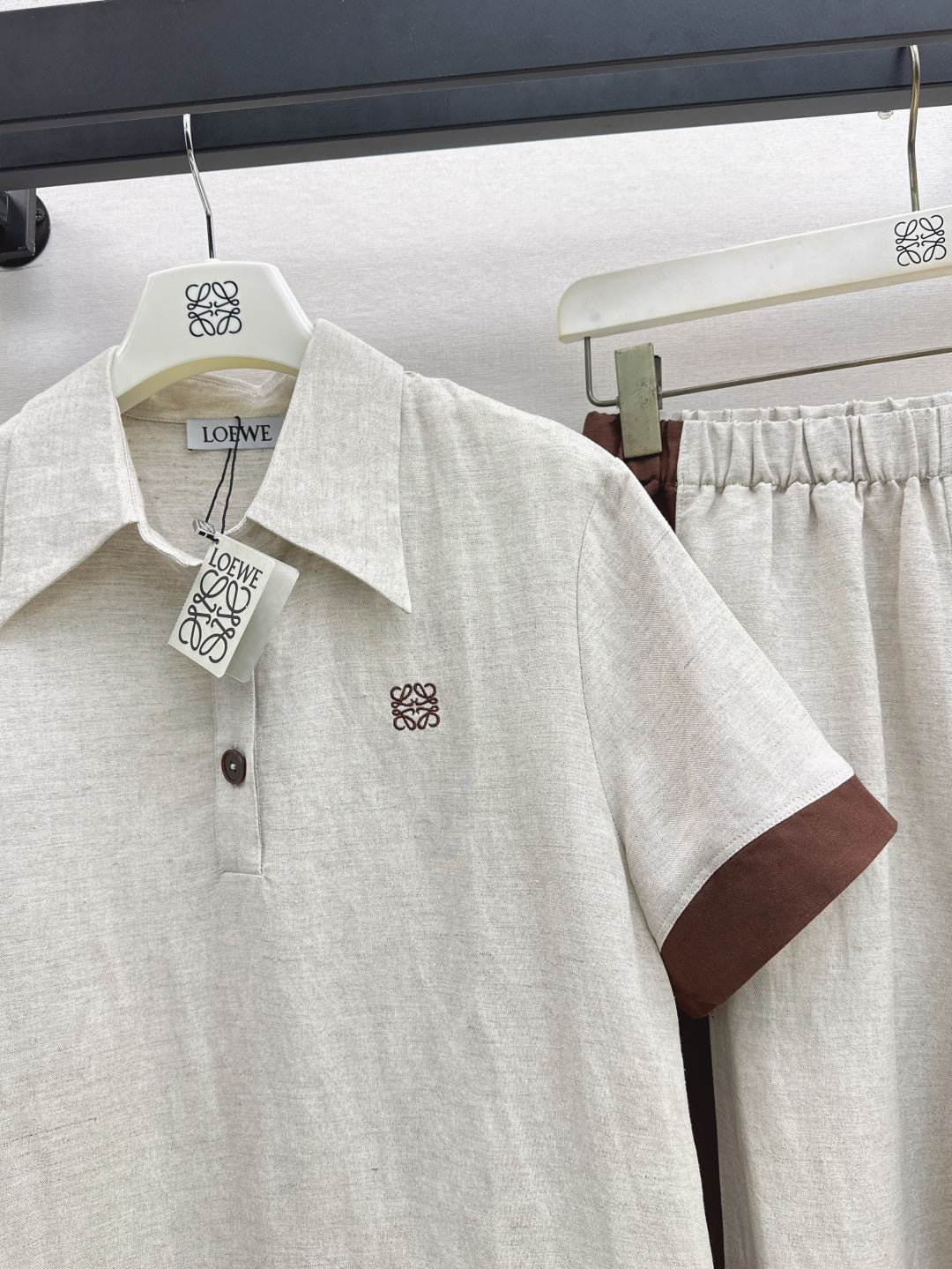 Loe* 25ss color-blocked linen suit