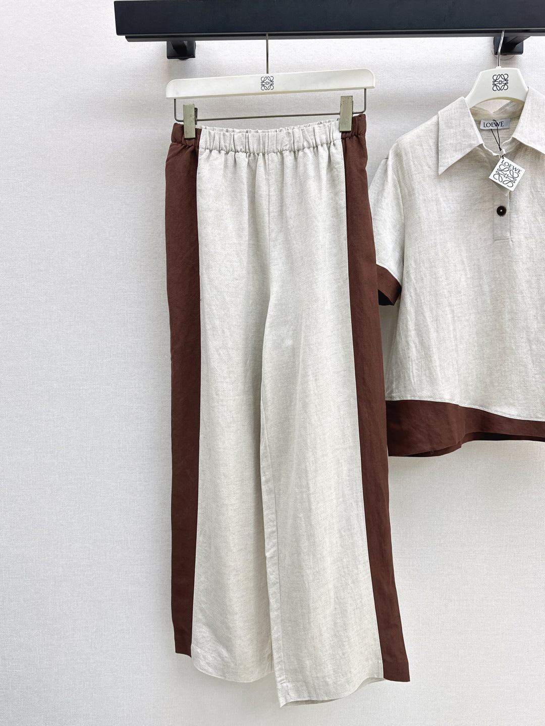 Loe* 25ss color-blocked linen suit