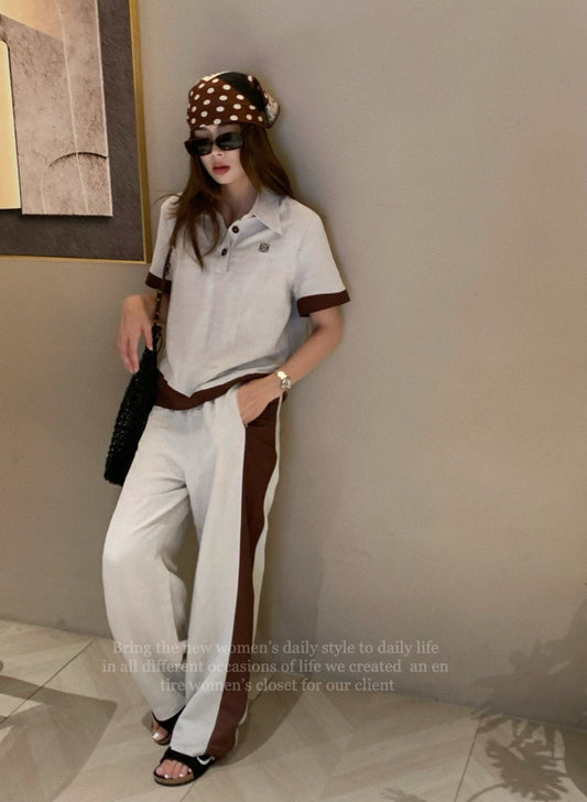 Loe* 25ss color-blocked linen suit