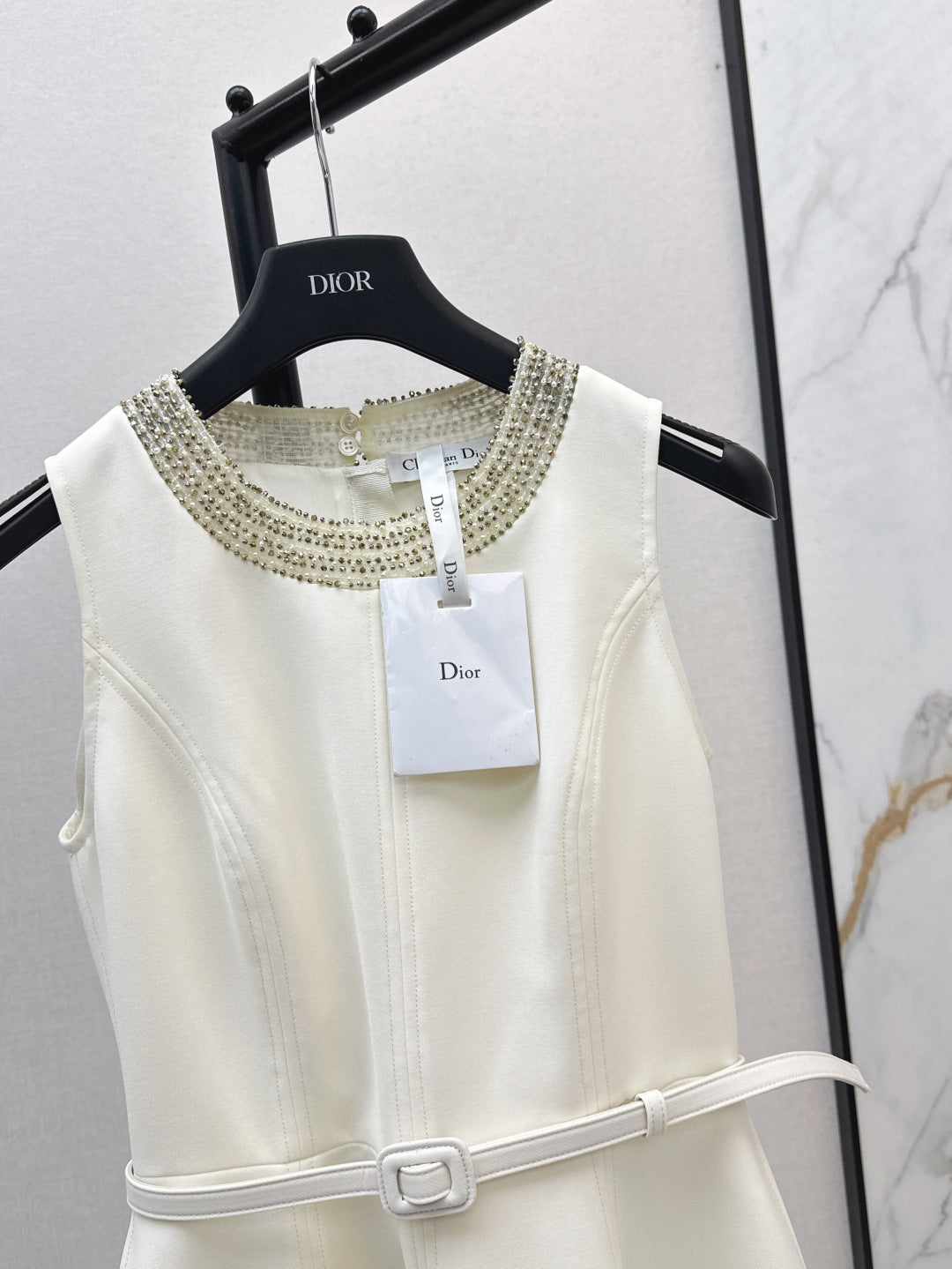 D*r 25ss pearls embroidered belted tunic dress