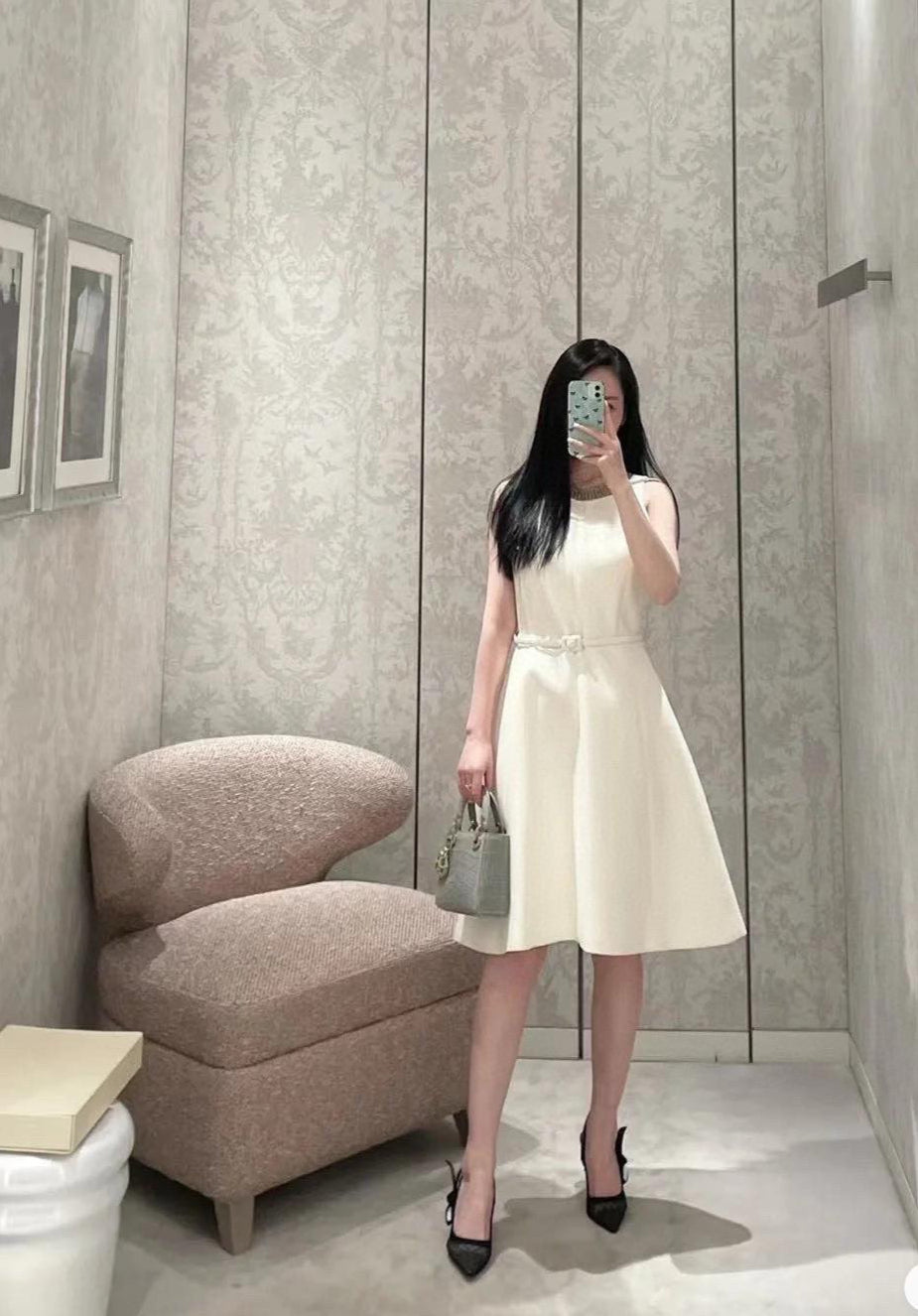 D*r 25ss pearls embroidered belted tunic dress